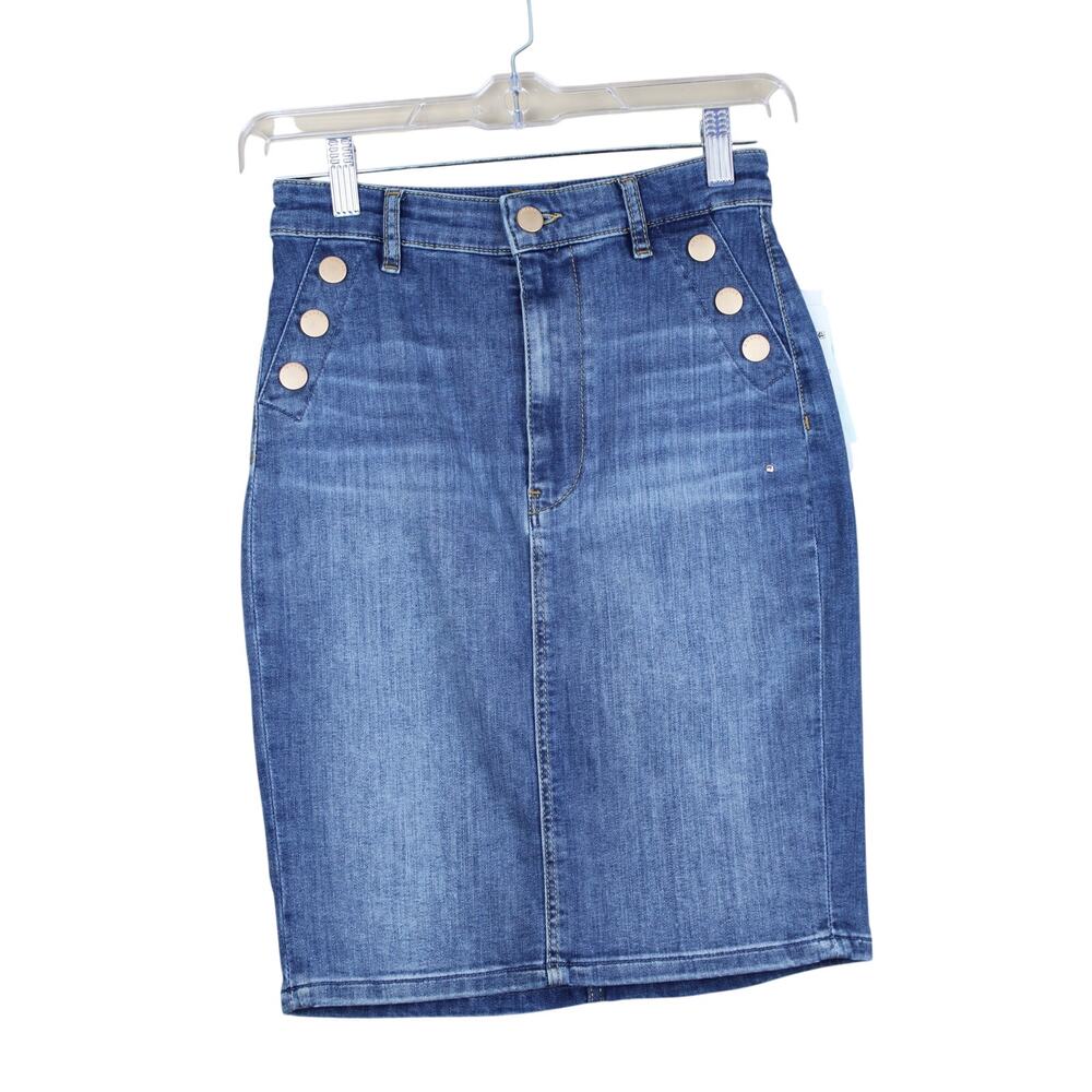 NWT Guess Featherweight Blue Front Zipper Pencil‎ Jean Denim Mini Skirt Size 26